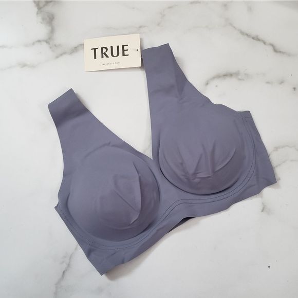 True & Co True Body Lift Full V-Neck Bra Blue NWT - Picture 3 of 3